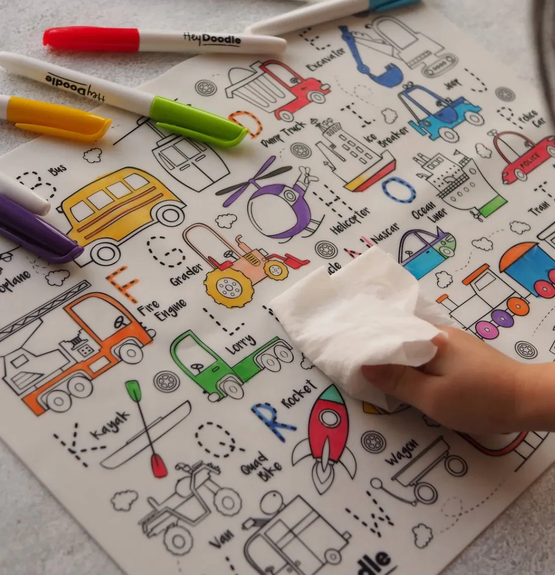 Toot Toot Honk - Hey Doodle Classic Reusable Silicone Drawing Mat