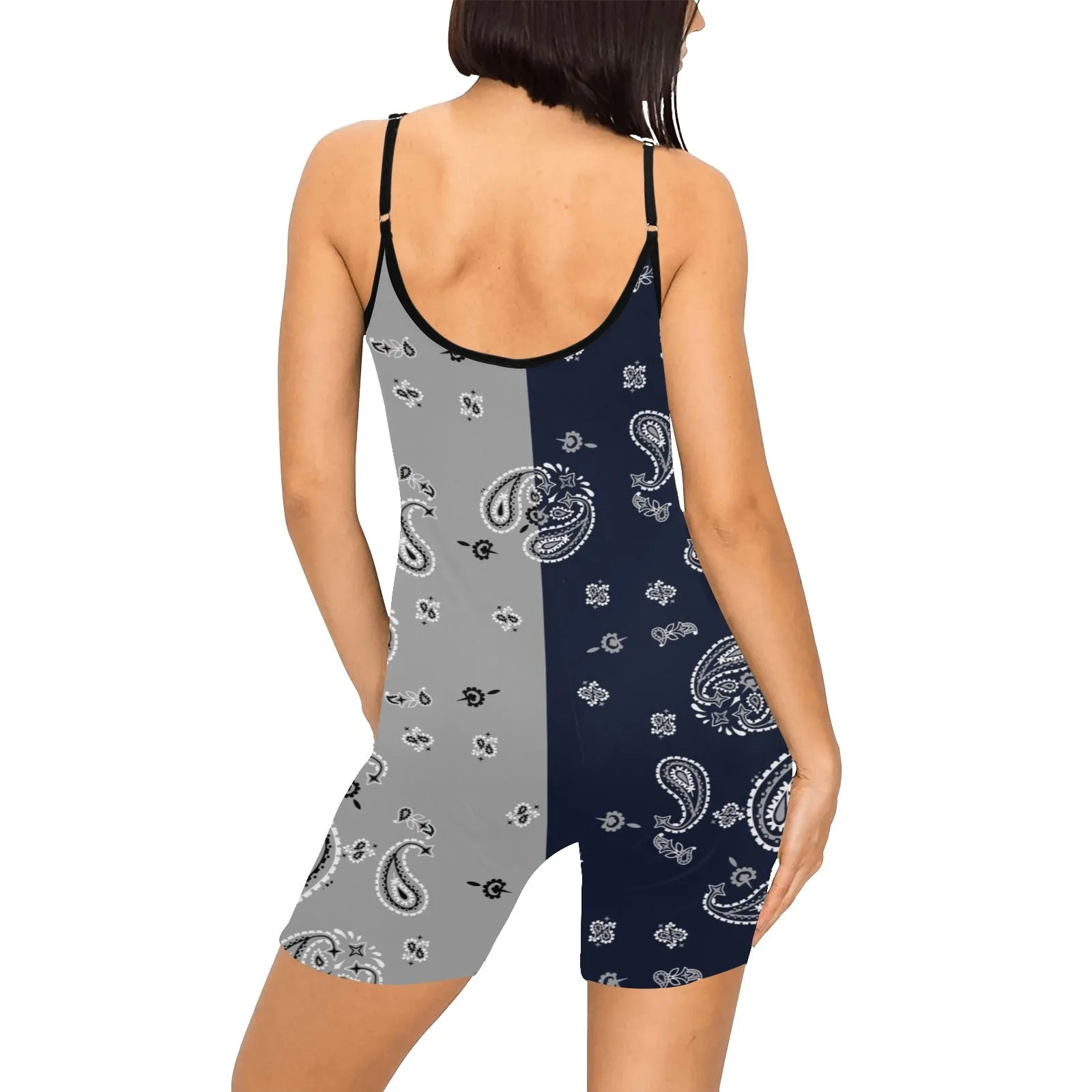 update blue gray yoga_leggings_template-Recovered-Recovered copy Women's Short Yoga Bodysuit