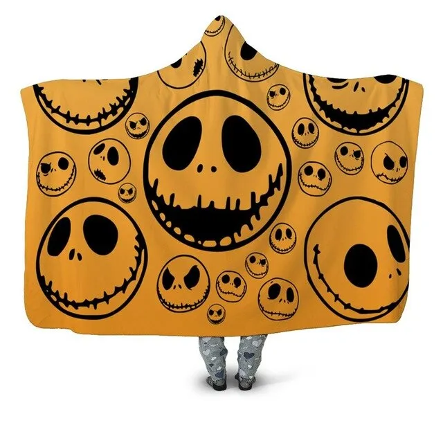 Yellow Skull Hooded Blanket