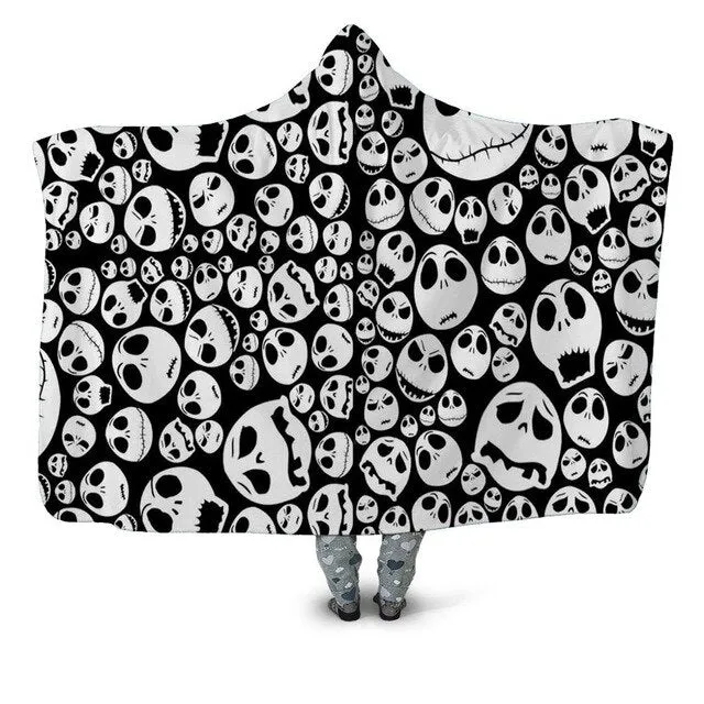 Yellow Skull Hooded Blanket