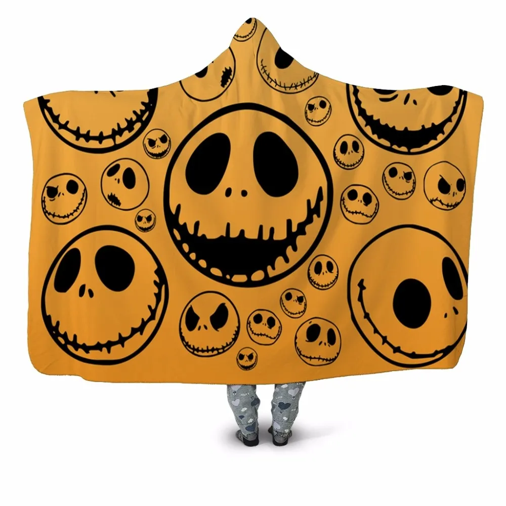 Yellow Skull Hooded Blanket